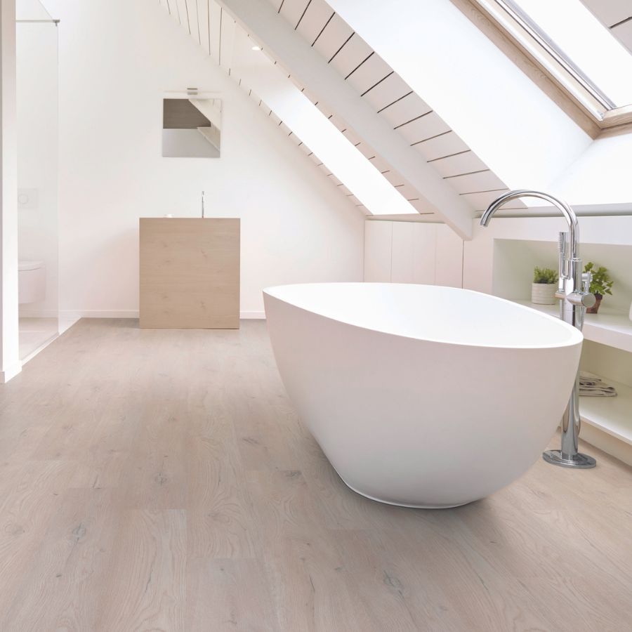 LVP Floors in a bright bathroom